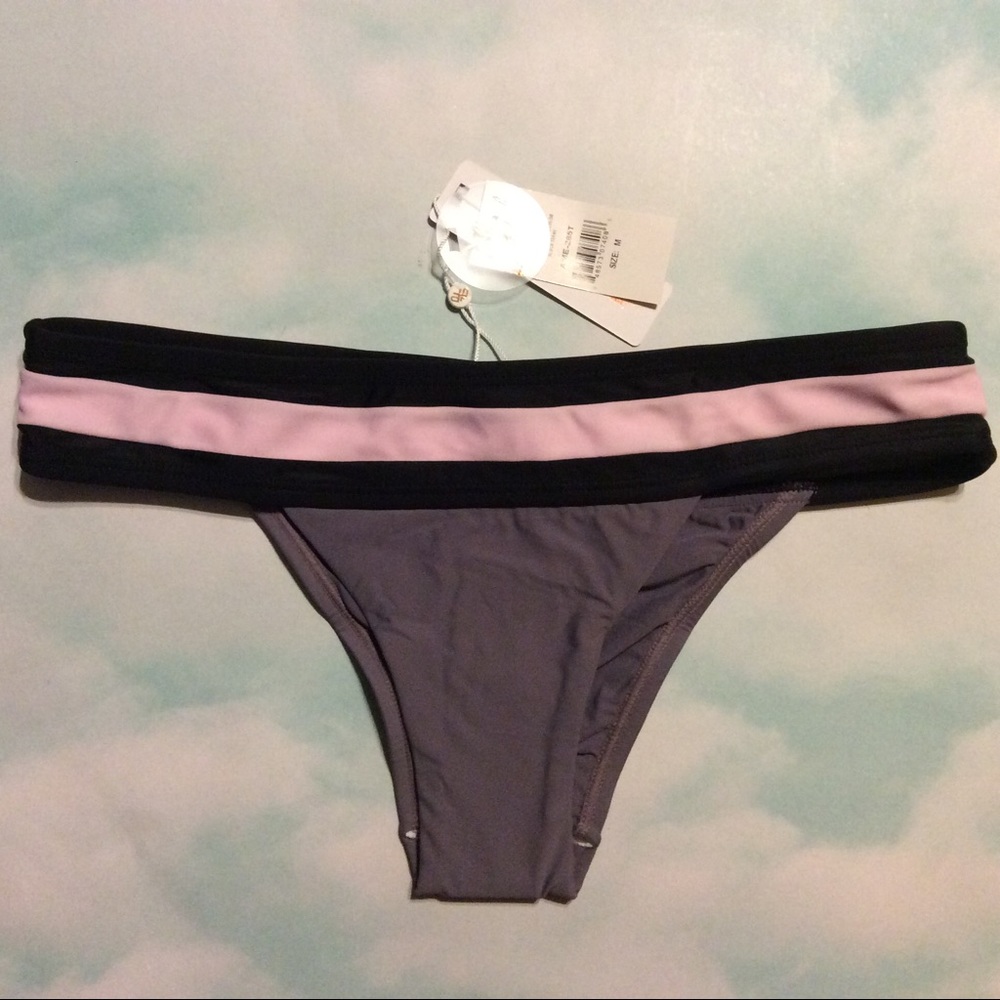 New PilyQ Banded Color Block Teeny Bikini Bottoms - Picture 4 of 6